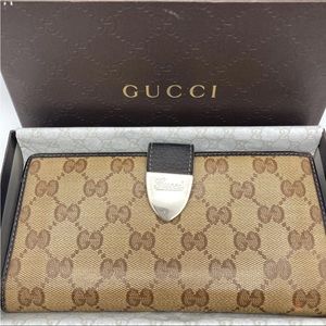 EUC GUCCI  long wallet  Brown Supreme PVC